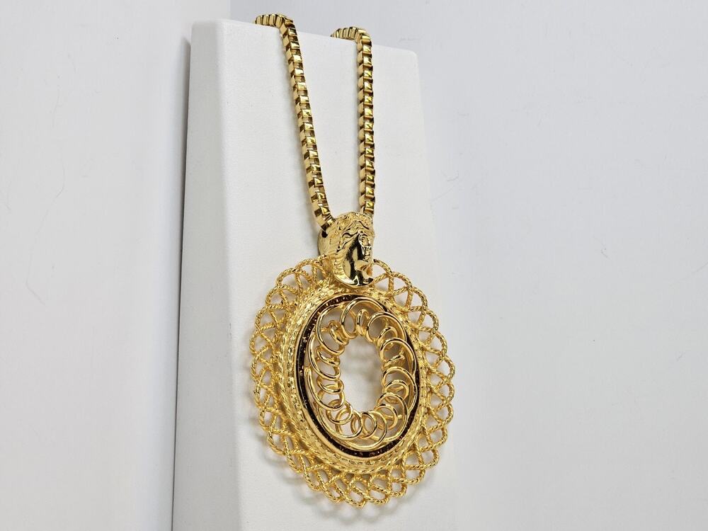 Vintage Lucien Piccard Giant Gold Tone And Crystal Necklace - 206N - *Rare*